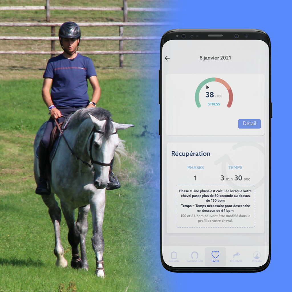 Con CEEFIT Pulse &amp; ECG, podrá saber el tiempo de recuperación de su caballo durante la sesión. 